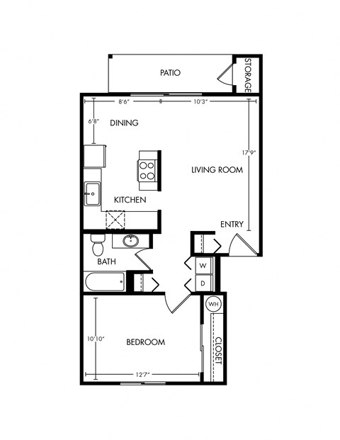 Westridge Apartments 1 Bed 1 Bath Floor Plan